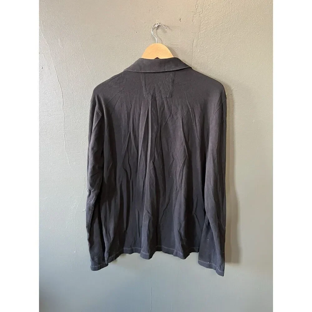 Banana Republic Mens Black Long Sleeve Polo Single Pocket Shirt Size Large